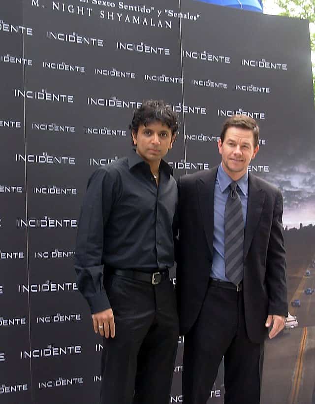 Mark Wahlberg (right) with M. Night Shyamalan (left)